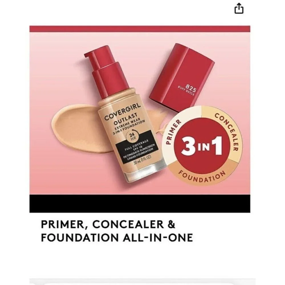 COVERGIRL Outlast Extreme Wear 3 In 1 Foundation 24 Hr SPF 18 872 Warm Tawny